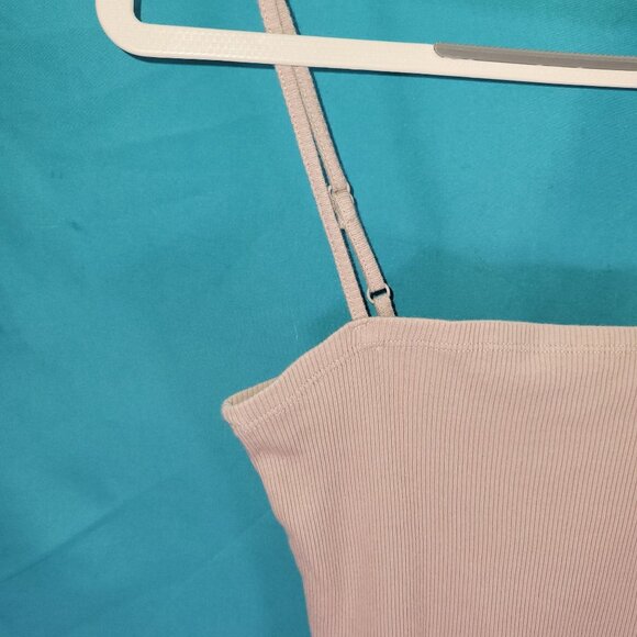 Ribbed Cotton Aerie Womens Square Neck Crop Top Adjustable Straps Size Small Pet - Picture 2 of 6